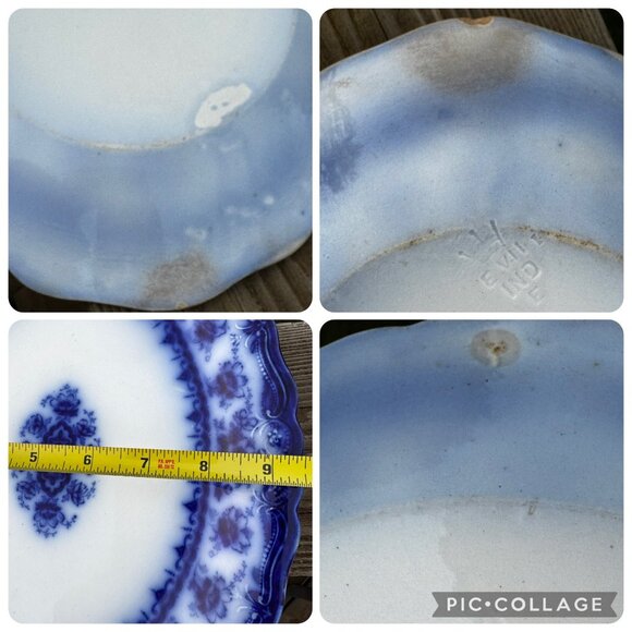 1896-1906 John Maddock & Sons Waverley Flow Blue Oval Serving Platter 12.5" Rare - Picture 6 of 16